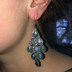 Light blue dangling earrings - costume jewelry